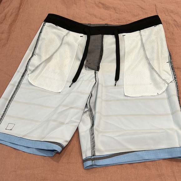 Rusty Hybrid Casual Summer Shorts Stretch Swim Surf Trunk Blue Gray Mens 34 M - Picture 3 of 7